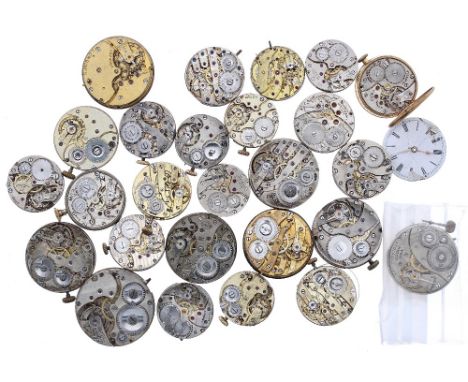 Quantity of wristwatch movements with enamel dials to include D.F&amp;C., Roskopf, Record, Longines, Cyma, Waltham, Centaur M