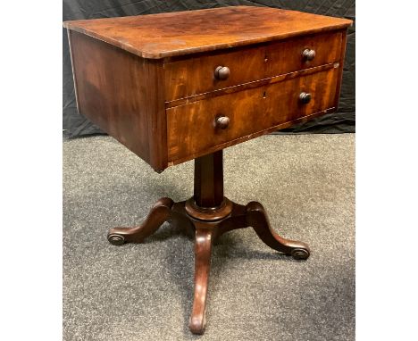 A mid 19th century Mahogany Station-Master’s ticket-chest, rounded rectangular top, above two graduated drawers, supported by