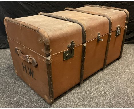 A late Victorian Dome-top steamer trunk, 51cm high x 92cm wide x 55cm deep. 