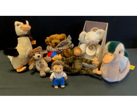 Toys and Juvenalia - Stieff animals and similar including; Stieff duck, reg no 3205/15, Stieff duck, reg no 6212/20; Merrytho