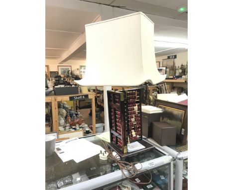 A vintage wooden abacus lamp. 80cm tall. This lot cannot be posted 