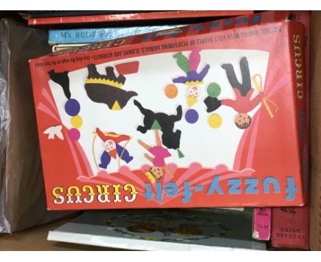 A collection of vintage childrens books and boxed games including Pink Panther Jigsaw puzzle. Books including Bobby Brewster 
