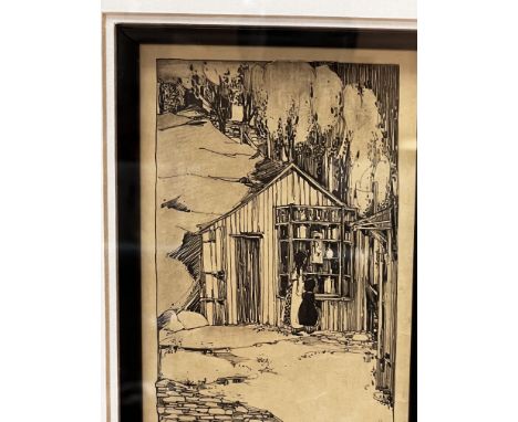 Jessie Marion KING (1875-1949), Enchanted Cottage etching, signed in pencil lower left. 41cm x 33cm.