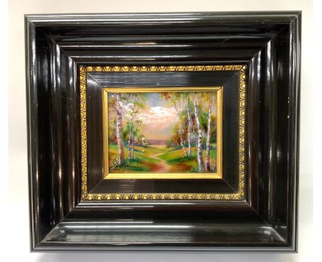 A Limoges enamel panel signed Nicole Cardinaux, 27cm x 24cm