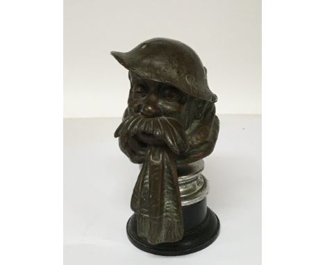 A Vintage Car Mascot Old Bill cast bronze on a chrome pedestal with signature height 14cm.