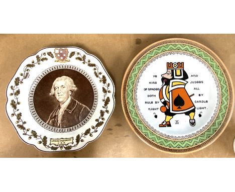 A Josiah Wedgewood portrait plate together with A Wedgewood Etruria King of Hearts plate. (D)