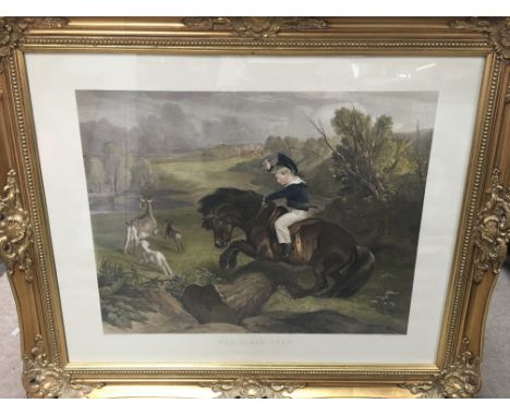 An aquatint titled "The First Leap", approx 92cmx77cm.