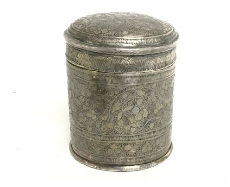An Eastern white metal caddy, 10cm tall. Postage category B