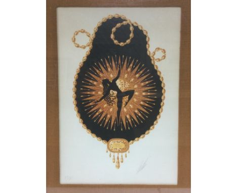Erte (Romain De Tirtoff) 1892-1990. A framed and glazed limited edition signed and numbered lithograph print of a nude maiden