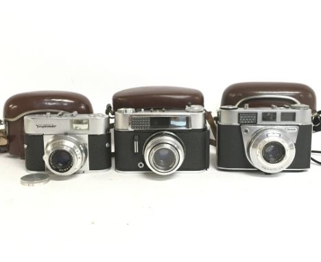 Vintage cameras including a VoigtlÃ¤nder Vito B, Vitoret DR, Kodak Retinette IB. This lot cannot be posted