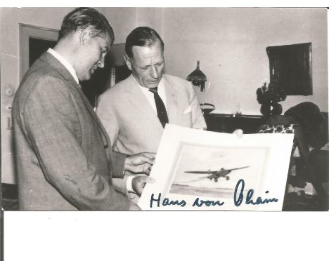 Rare Aviation pioneer Ohain signed 6 x 4 photo. Hans Joachim Pabst von Ohain was a German physicist, and the designer of the 