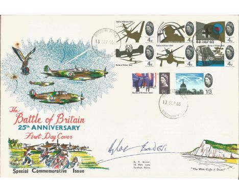 Douglas Bader DSO DFC WW2 famous fighter ace signed rare 1965 Battle of Britain FDC with scarce Biggin Hill FDI postmark. Mil