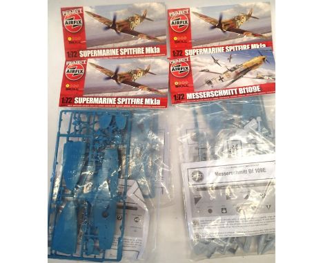 Four Airfix/Hornby bagged kits, ME 109 and Spitfire MK1a x3, all new. P&amp;P Group 1 (£14+VAT for the first lot and £1+VAT f