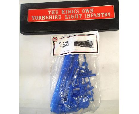 Dapol Deltic OO scale kit, bagged and a miniature nameplate for Deltic Kings Own Yorkshire Light Infantry, approximately 29 x