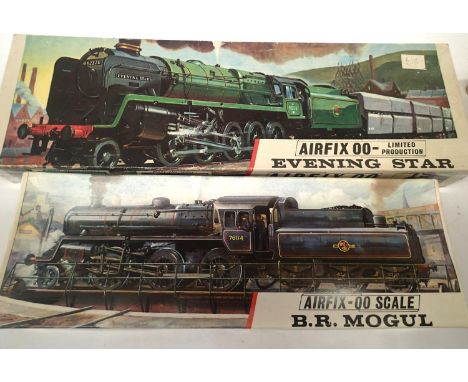 Two Airfix OO scale locomotive kits BR Mogul and Evening Star, contents unchecked. P&amp;P Group 1 (£14+VAT for the first lot