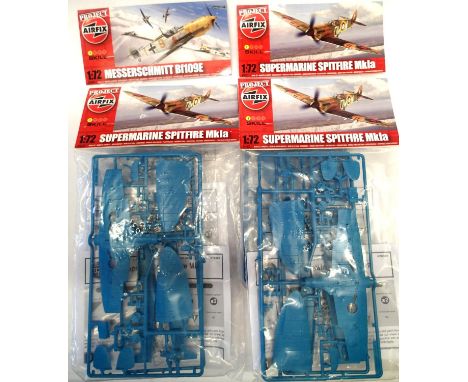 Four Airfix/Hornby bagged kits, ME 109 and Spitfire MK1a x3, all new. P&amp;P Group 1 (£14+VAT for the first lot and £1+VAT f