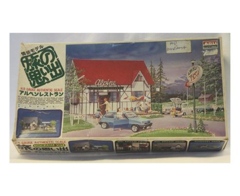 H0 Diorama Kit by ARII. Alpine Restaurant Box has been opened but kit appears to be complete. Pictorial instructions with Jap