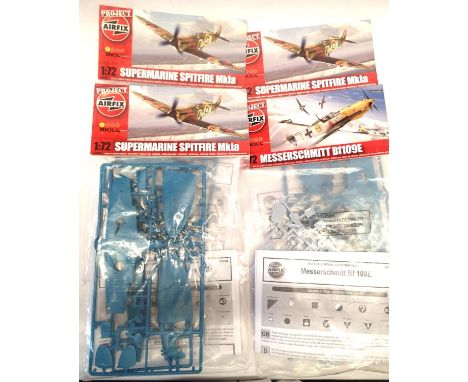 Four Airfix/Hornby bagged kits, ME 109 and Spitfire MK1 x3, all new. P&amp;P Group 1 (£14+VAT for the first lot and £1+VAT fo