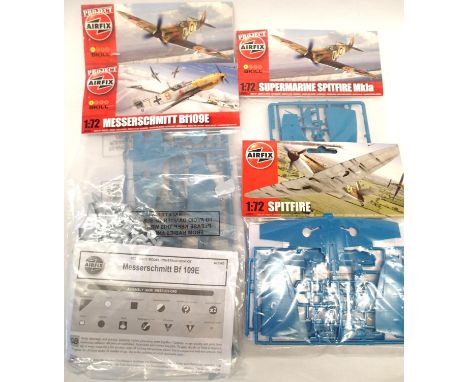 Four Airfix/Hornby bagged kits, Spitfire, ME 109 and Spitfire MK1a x2, all new. P&amp;P Group 1 (£14+VAT for the first lot an