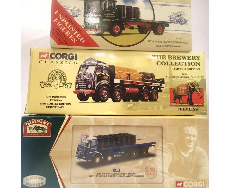 Three Corgi Brewery related vehicles; 97370 AED Federation Brewery, 12401 Foden Fremlins, 11802 ERF Bass, all in excellent co