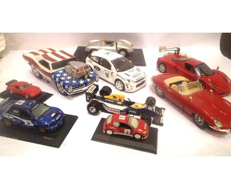 Selection of ten unboxed diecast vehicles, 1:18 scale x5 and other scales, all playworn. P&amp;P Group 2 (£18+VAT for the fir