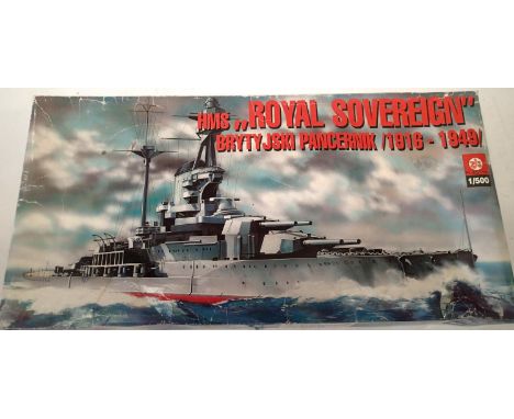 Plastyk 1:500 scale ship kit HMS Royal sovereign, contents unchecked. P&amp;P Group 1 (£14+VAT for the first lot and £1+VAT f