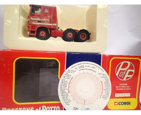 Corgi CC13208 DAF XF Space cab tractor unit, Prestons of Potto in very good condition (mirrors fitted) box is good. P&amp;P G