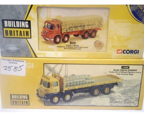 Two Corgi Building Britain 13904 Foden Blue Circle, 13905 Foden Rugby Cement, both in excellent condition and boxed. P&amp;P 