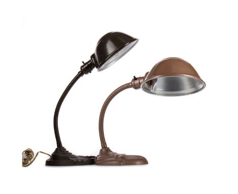 EARLY 20TH CENTURY 'GOOSENECK' ANGLEPOISE LAMP,by Eagle, bearing sticker to shade interior, 43cm high, along with another ang