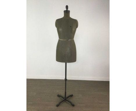 DRESS MANNEQUIN BY J. F. BAUMAN NORMAL MODEL FORM INC OF NEW YORK,'Model 1946', 33 1/2", on cast iron base bearing stamped Ba