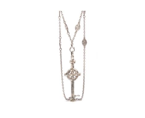 CELTIC REVIVAL IONA SILVER CROSS PENDANT BY ALEXANDER RITCHIE,with stamped marks and hallmarked for Glasgow 1925, suspended o