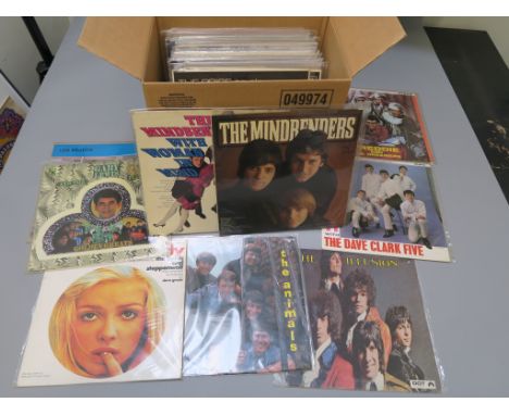 Box of 60s Pop LP vinyl records inc The Illusion, The MindBenders TL 5324, With Woman in Mind TL 5403, McGuinn, Clark & Hillm