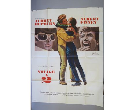 12 French Grande film posters inc Audrey Hepburn in Two for the Road art by Grinnson, Manhattan starring Woody Allen & Diane 