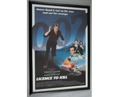 Licence to Kill James Bond 007 framed UK one sheet film poster from 1989 starring Timothy Dalton as James Bond, Carey Lowell,
