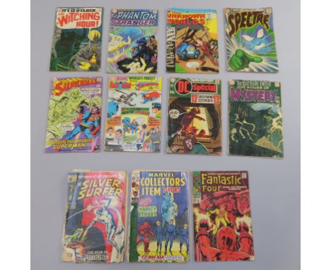 Vintage comics including Marvel comics; Silver Surfer no 7, Fantastic Four no 81, Marvel Collectors Item Classics No 21, DC c