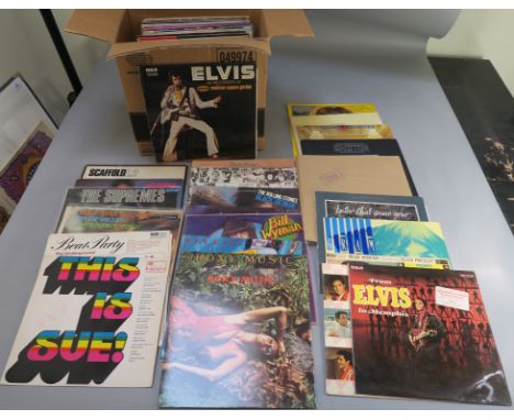 Box of assorted LPs inc David Garrick - Dont Go Out in the Rain Sugar, The Bootleg Blues Band, Cher, Jim Capaldi, ELO SHVL 79