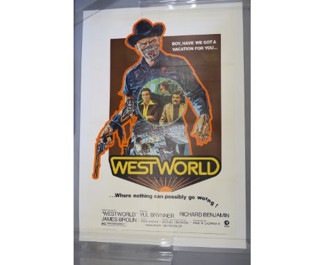 4 linen backed US one sheet film posters including "Westworld" 1973 first release dir by Michael Crichton starring Yul Brynne