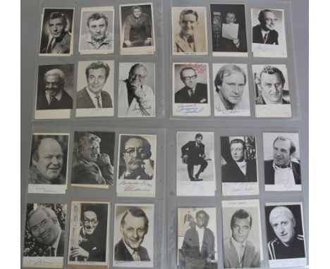 Signed cards 4 x 6 inch including Spike Milligan, Eric Sykes, Peter Sellers 1950s, Harry Secombe, Michael Bentine, Gordon Jac