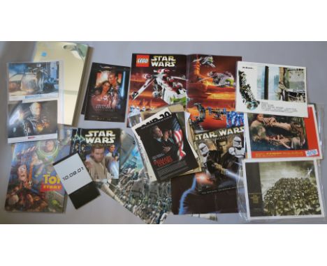 Star Wars Lego poster, Episode II Attack of the Clones, Character Equip Data File Facts x3, Ep II leaflet, Primary Colors, Ea
