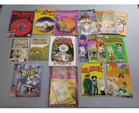 Underground Comix including Dope Comix, Dr Atomic, Big Bang Comics, Brainstorm, Head Comix, R Crumbs Head Comix, A Guide to B