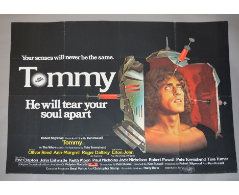 "Tommy" The Who original first release British Quad film poster, folded starring Roger Daltrey 30 x 40 inches plus a "Quadrop