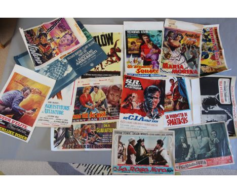 18 Smaller size film poster collection including Belgian posters - Catlow, CIA, The Walking Stick, La Fille des Tartares, Kil