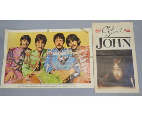 Collection of music related posters including The Beatles, Wings Fun Club 1981 no 23 featuring colour photos of John Lennon a