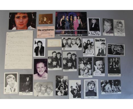 David Essex hand written lyrics to "Hold Me Close" with three signed photos plus signed photos including Adam and the Ants (s