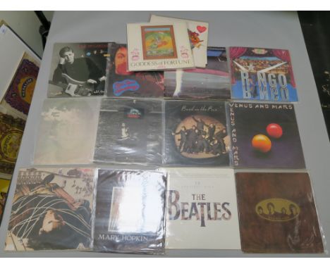 Beatles related LPs including George Harrison Goddess of Fortune, Sgt. Peppers Lonely Hearts Club Band by Assorted artists, M