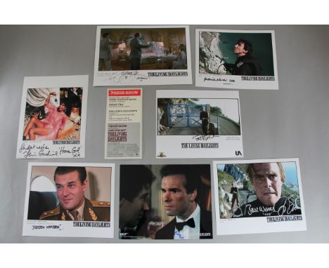 The Living Daylights James Bond press show ticket Empire Leicester Square, 19th June 1987 plus signed photos including Jereon