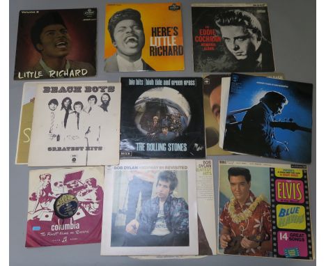 Collection of 12 LP vinyl records inc The Rolling Stones - Big Hits (high tude and green grass), Elvis Presley Blue Hawaii RD