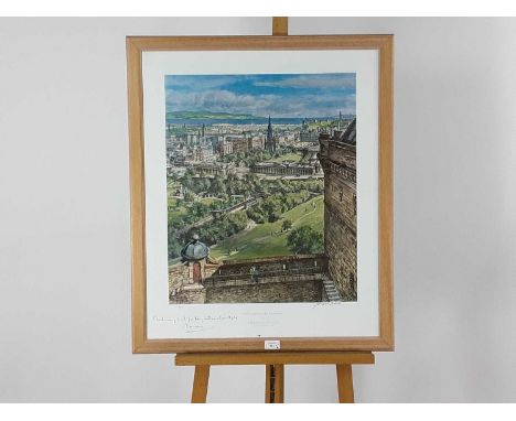 JAMES MCINTOSH PATRICK, EDINBURGH FROM THE BATTLEMENTS colour print, signed in pencil and numbered 263/875, along with a coll