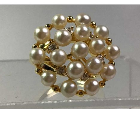 PEARL DRESS RING, set in silver gilt