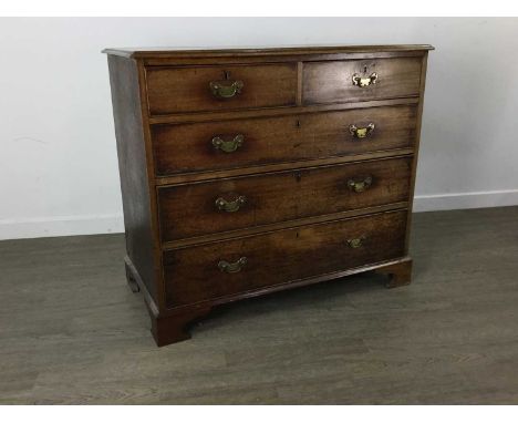 MAHOGANY CHEST OF DRAWERS, 19TH CENTURY fitted with two short over three long drawers on bracket supports90cm x 102cm